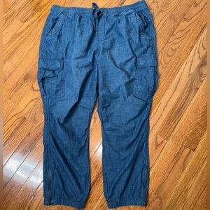 Polo Ralph Lauren Women’s Chambray Cargo Jogger Pants Blue Size XL
